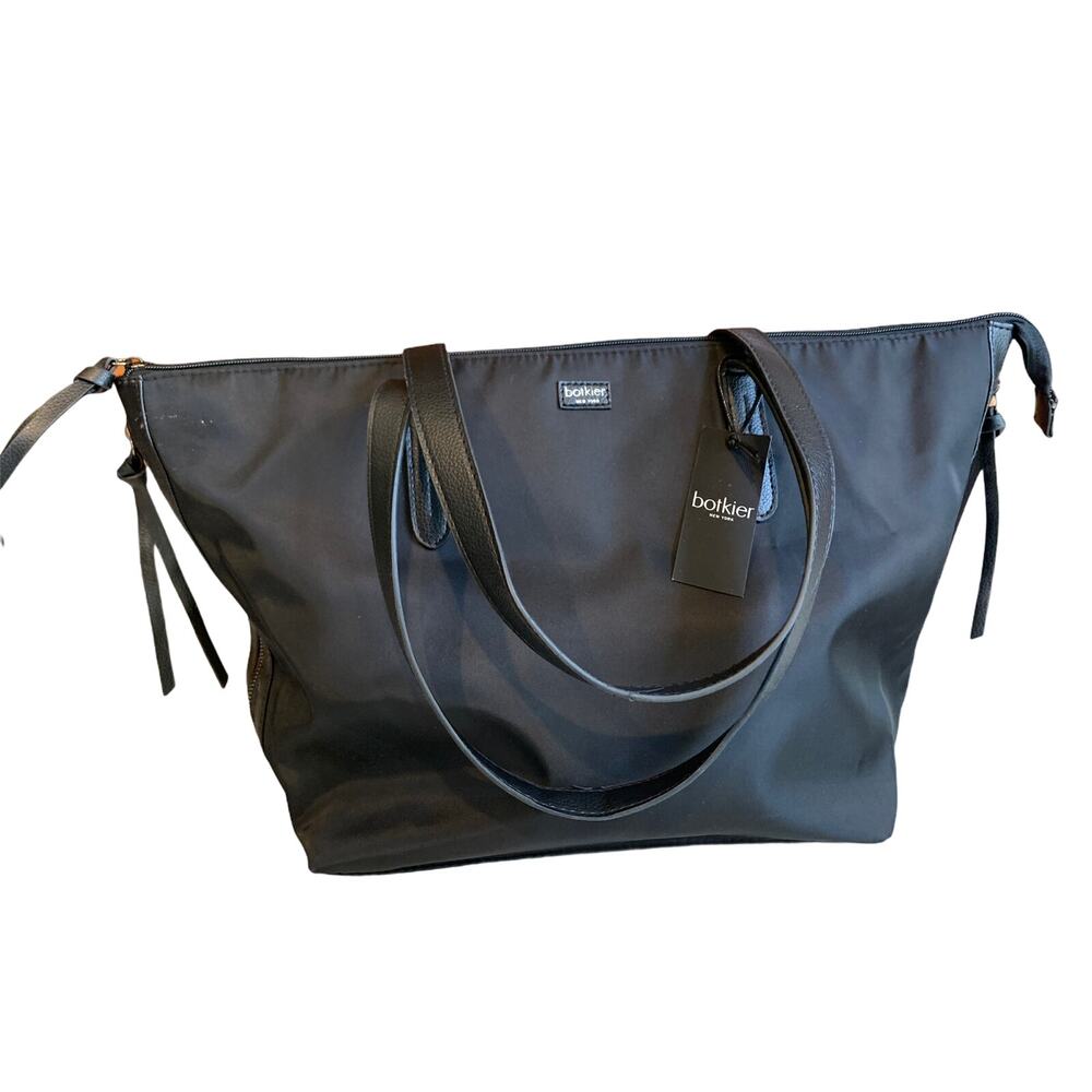 Botkier Large Nylon side zipper top handle bag purse Black
